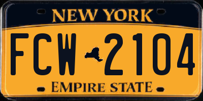 NY license plate FCW2104