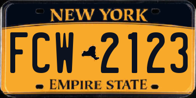 NY license plate FCW2123