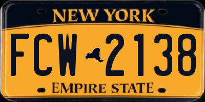 NY license plate FCW2138