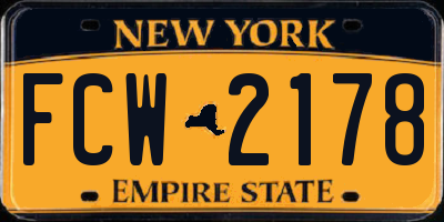 NY license plate FCW2178