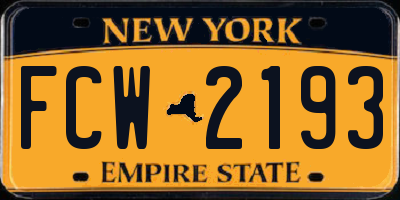 NY license plate FCW2193