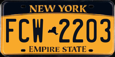 NY license plate FCW2203