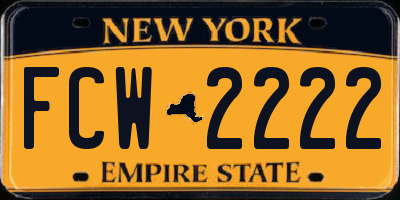 NY license plate FCW2222