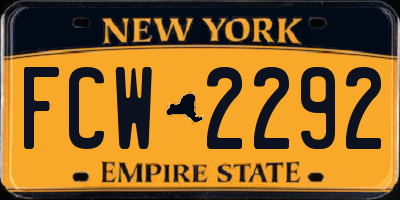 NY license plate FCW2292