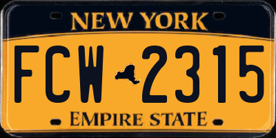 NY license plate FCW2315