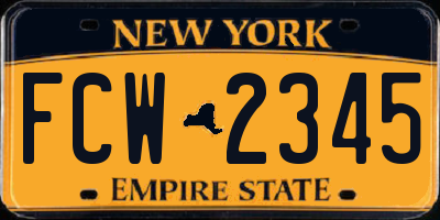 NY license plate FCW2345