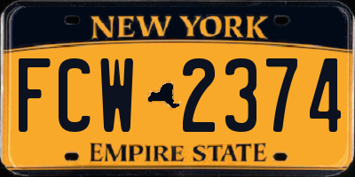 NY license plate FCW2374