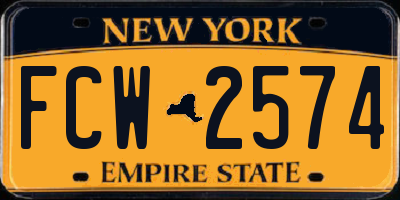 NY license plate FCW2574