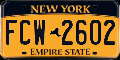 NY license plate FCW2602