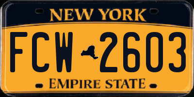 NY license plate FCW2603