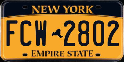 NY license plate FCW2802