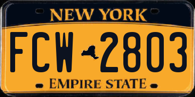 NY license plate FCW2803