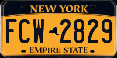 NY license plate FCW2829