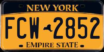 NY license plate FCW2852