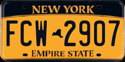 NY license plate FCW2907
