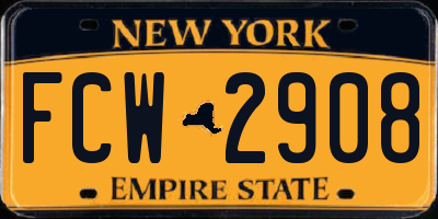 NY license plate FCW2908