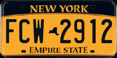 NY license plate FCW2912