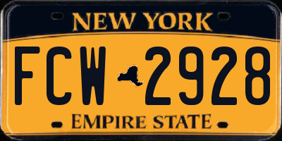 NY license plate FCW2928