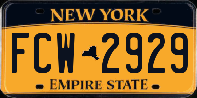 NY license plate FCW2929