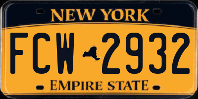 NY license plate FCW2932
