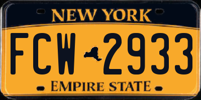 NY license plate FCW2933