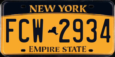 NY license plate FCW2934