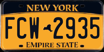 NY license plate FCW2935
