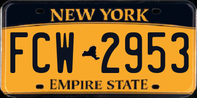 NY license plate FCW2953
