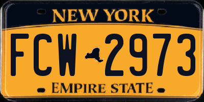 NY license plate FCW2973