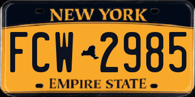 NY license plate FCW2985