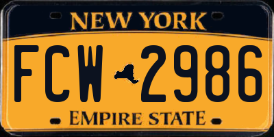 NY license plate FCW2986