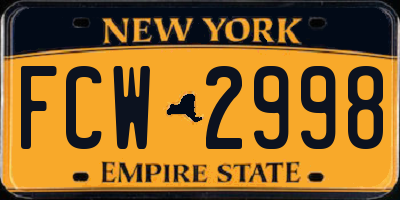 NY license plate FCW2998