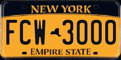 NY license plate FCW3000