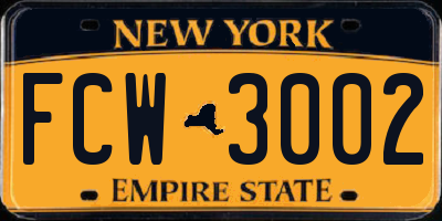 NY license plate FCW3002