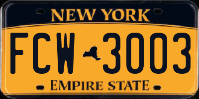 NY license plate FCW3003
