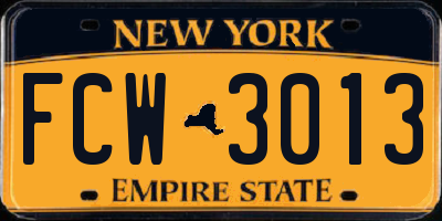NY license plate FCW3013