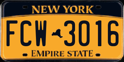 NY license plate FCW3016