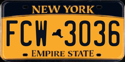NY license plate FCW3036