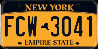 NY license plate FCW3041