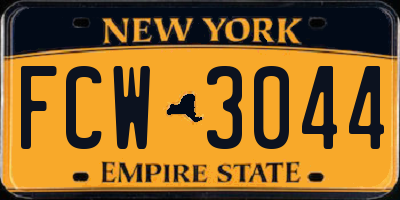 NY license plate FCW3044