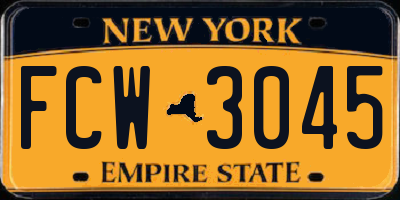 NY license plate FCW3045