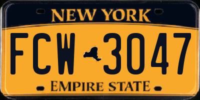 NY license plate FCW3047