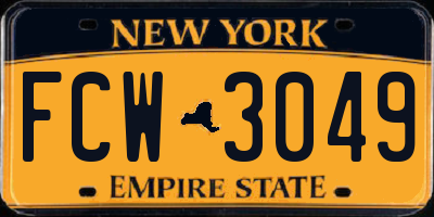NY license plate FCW3049
