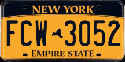 NY license plate FCW3052