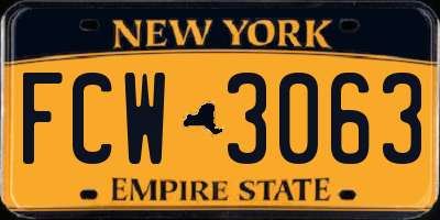 NY license plate FCW3063
