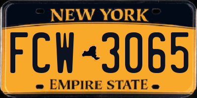 NY license plate FCW3065