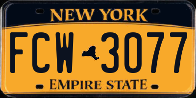 NY license plate FCW3077