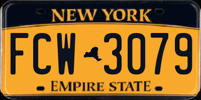 NY license plate FCW3079