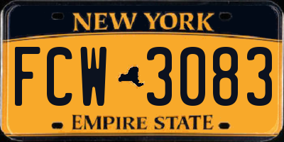 NY license plate FCW3083