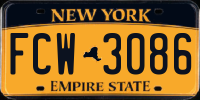 NY license plate FCW3086